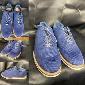 Mario Lopez navy blue oxford canvas loafers